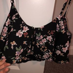 Forever 21 flower crop top with zip up back